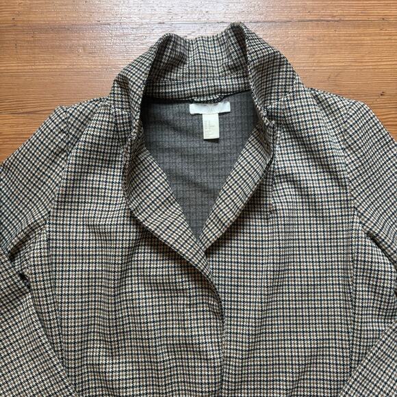 H&M brown tweed houndstooth one button womens blazer SIZE 10 - Picture 2 of 6